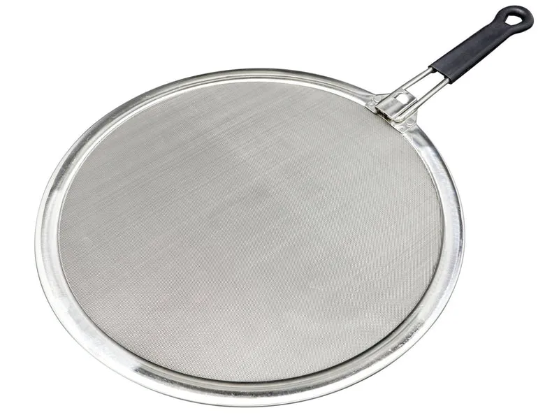 Paraspruzzi GSD in acciaio inox con manico pieghevole - per padelle e wok da 30 cm