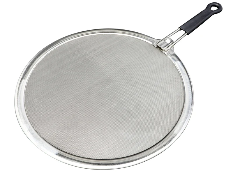 Paraspruzzi GSD in acciaio inox con manico pieghevole - per padelle e wok da 30 cm
