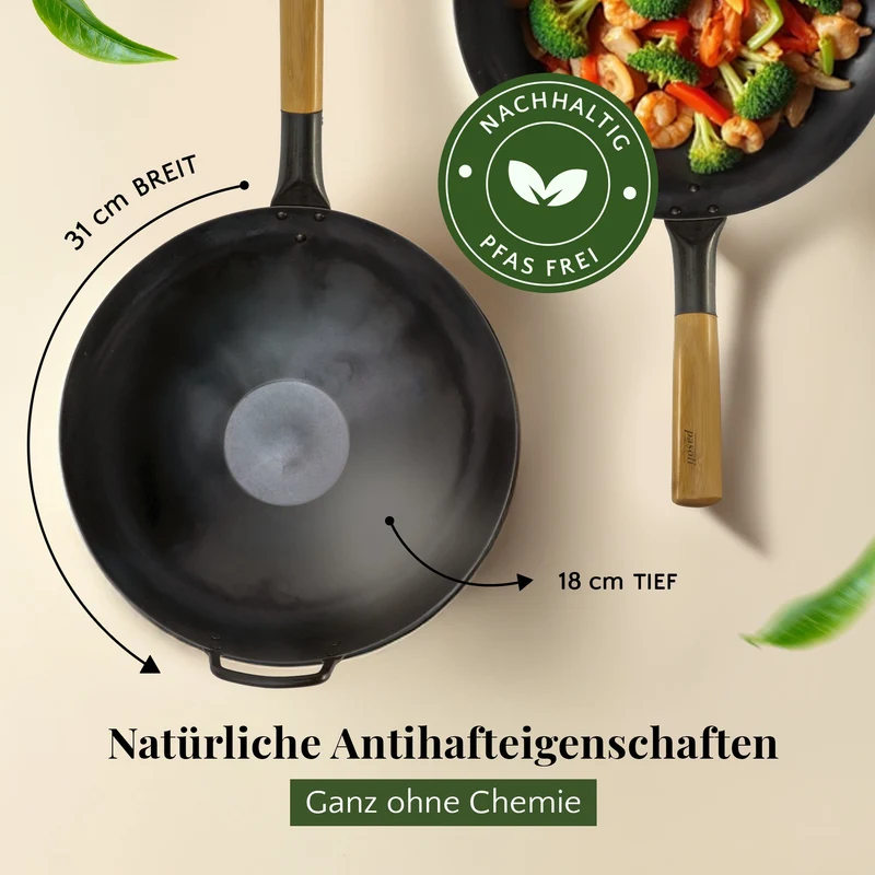 pasoli wok piatto bruciato - wok in acciaio al carbonio per tutti i tipi di fornelli