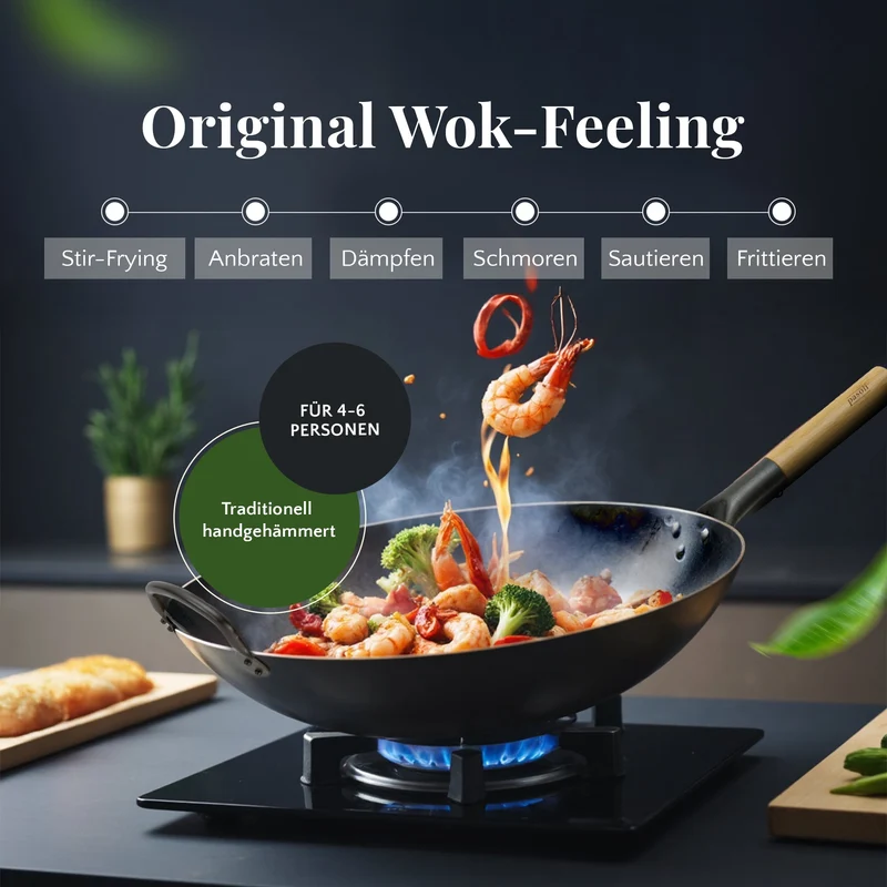 pasoli wok piatto bruciato - wok in acciaio al carbonio per tutti i tipi di fornelli