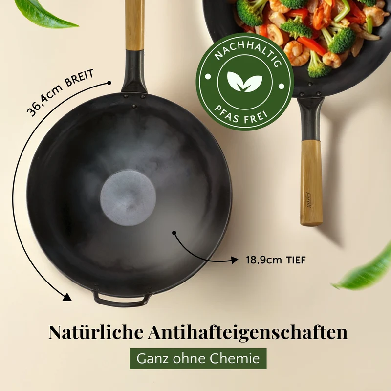 pasoli wok piatto bruciato - wok in acciaio al carbonio per tutti i tipi di fornelli