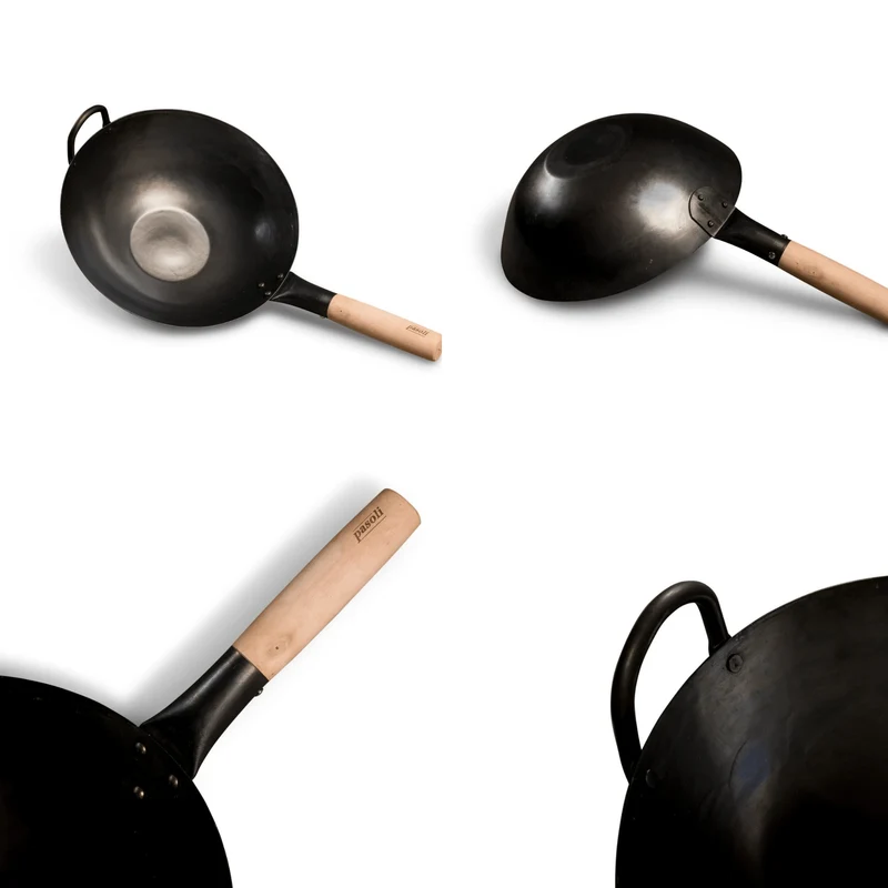 pasoli wok piatto bruciato - wok in acciaio al carbonio per tutti i tipi di fornelli