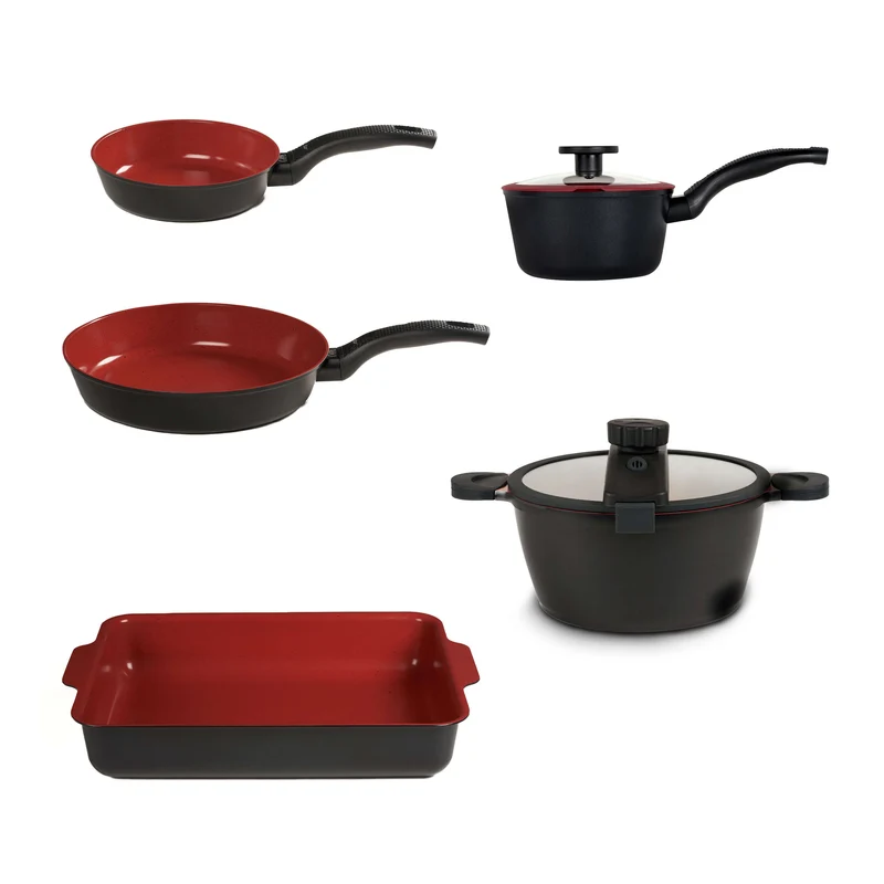 SET 7 pz Padelle e Casseruole Antiaderenti Ecologiche - Linea Tuscany