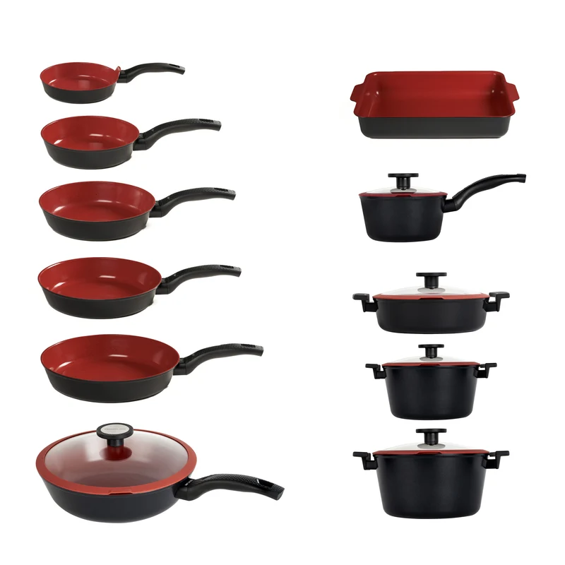 Batteria 16 pz Padelle e Casseruole Antiaderenti senza PFAS - Linea Tuscany