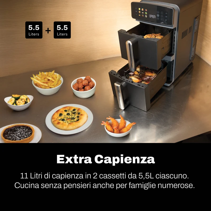Friggitrice ad Aria 11 Lt Verticale - Doppio Cassetto | VIVO Air Fryer
