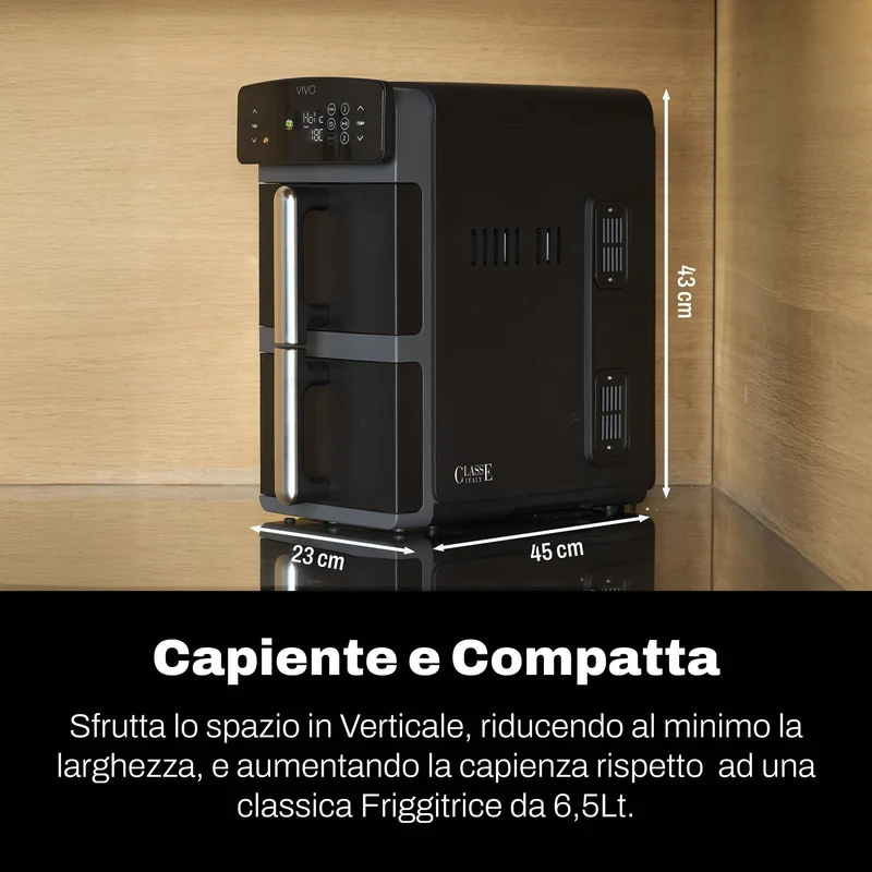Friggitrice ad Aria 11 Lt Verticale - Doppio Cassetto | VIVO Air Fryer