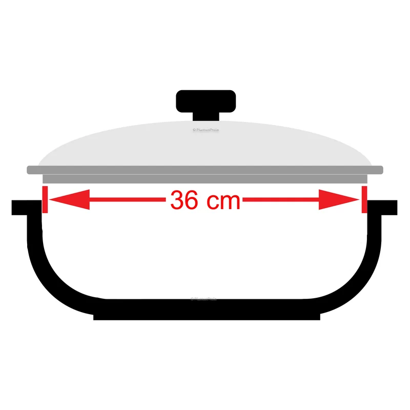 CASTEY Glasdeckel 36 cm mit Silikonring hitzebeständig bis 220°C ofenfest