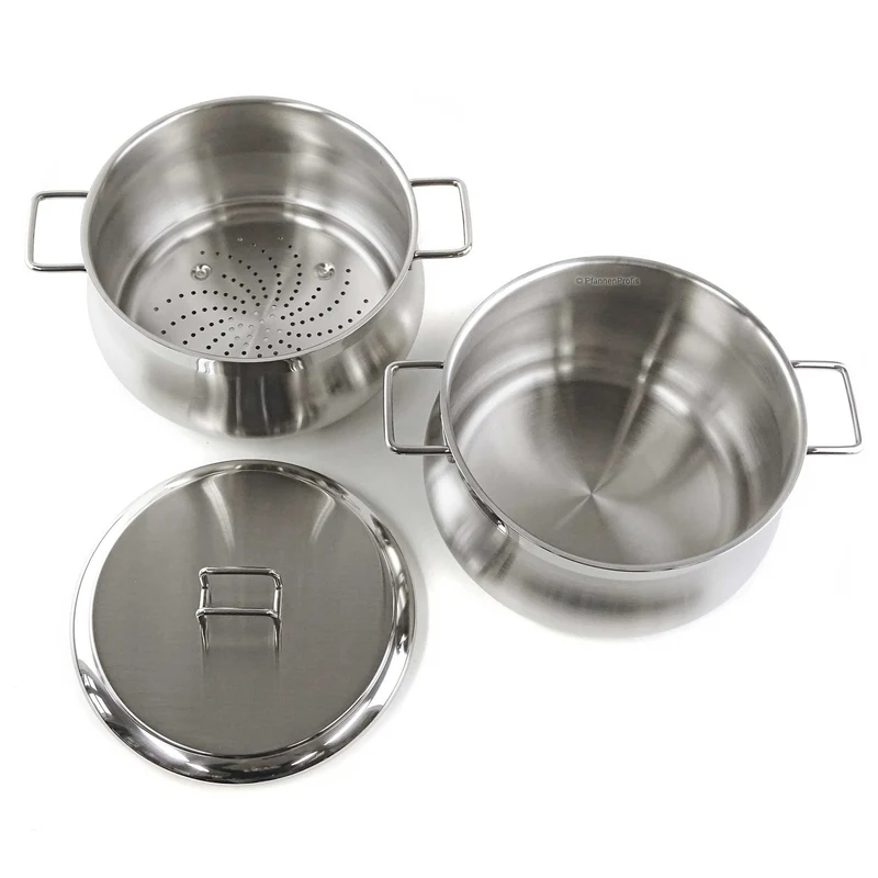 BARAZZONI Dampfgartopf TUMMY Edelstahl 22 cm Kochtopf + Deckel + Dämpfeinsatz