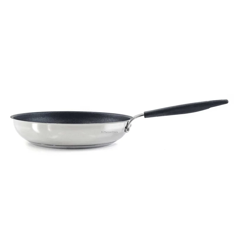 BARAZZONI Edelstahlpfanne 33-CARATI Titan Diamant antihaftbeschichtet 24 cm mit Silikongriff