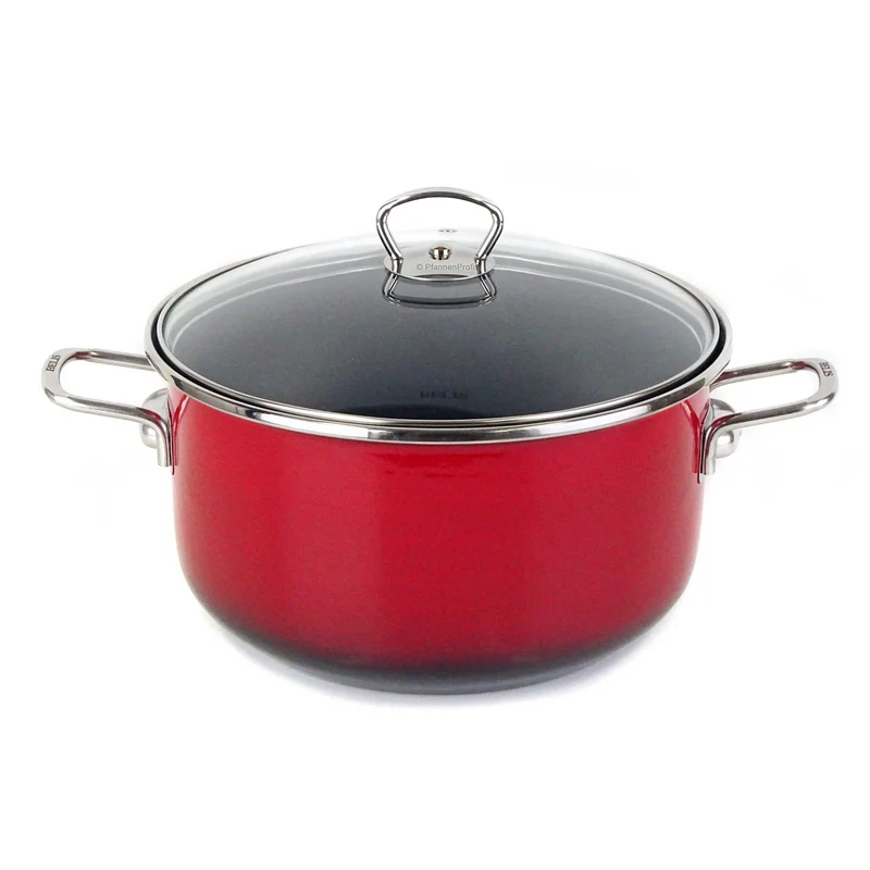 BELIS Stahl-Emaille Kochtopf PREMIUM 24 cm ROT