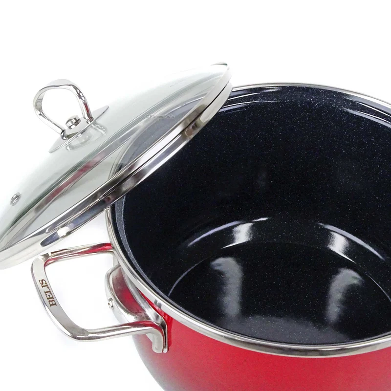 BELIS Stahl-Emaille Kochtopf PREMIUM 24 cm ROT