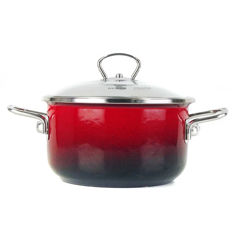 BELIS Stahl-Emaille Kochtopf PREMIUM 18 cm ROT