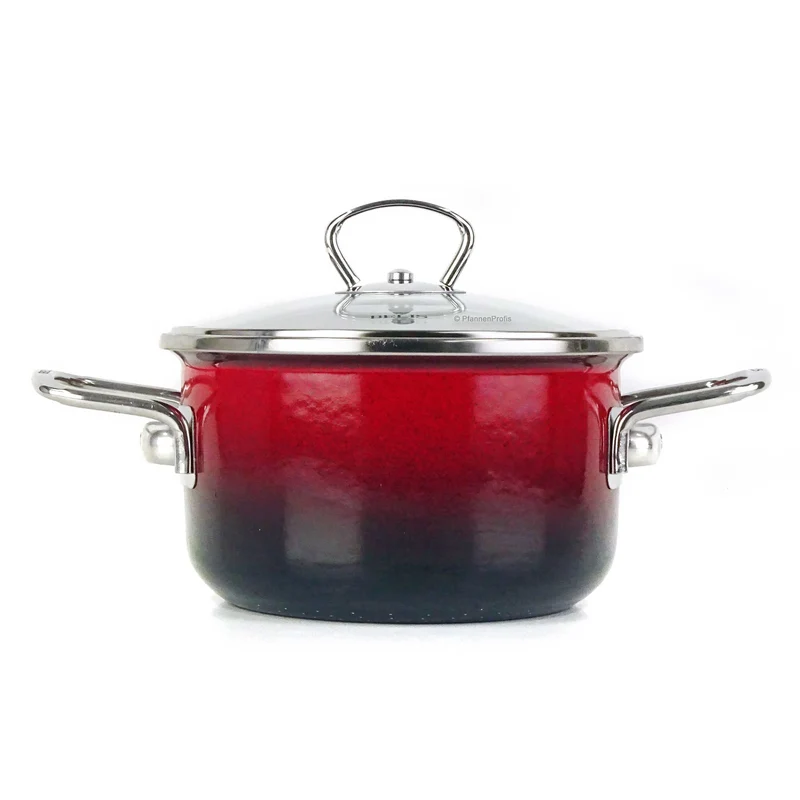 BELIS Stahl-Emaille Kochtopf PREMIUM 16 cm ROT