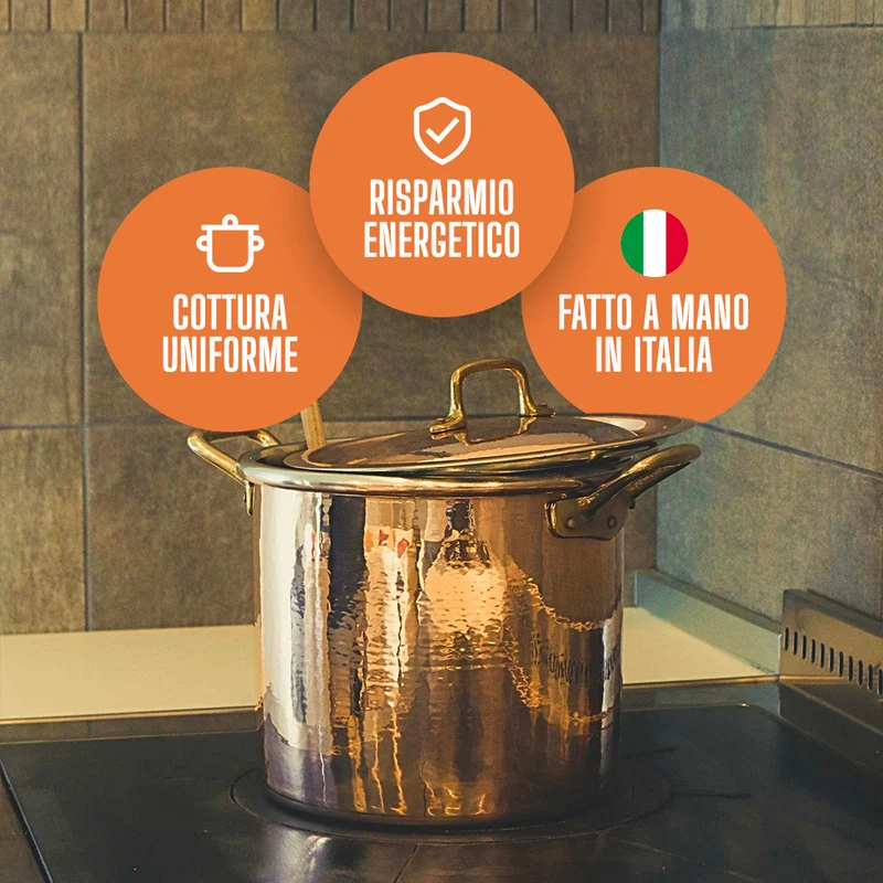 Pentola Alta in Rame Puro con Rivestimento in Stagno