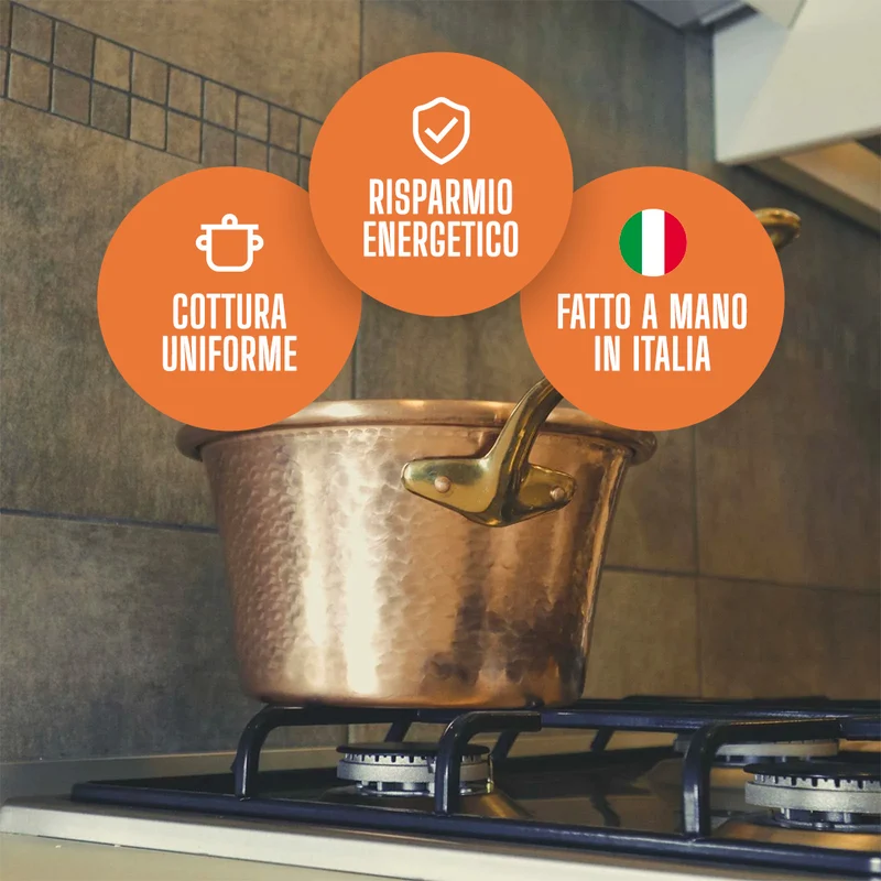 Paiolo Fondo Piano in Rame per Polenta