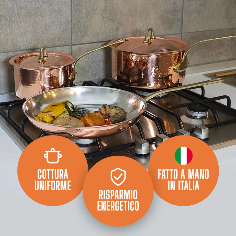Set Professionale in Rame Puro Stagnato – 5 pezzi