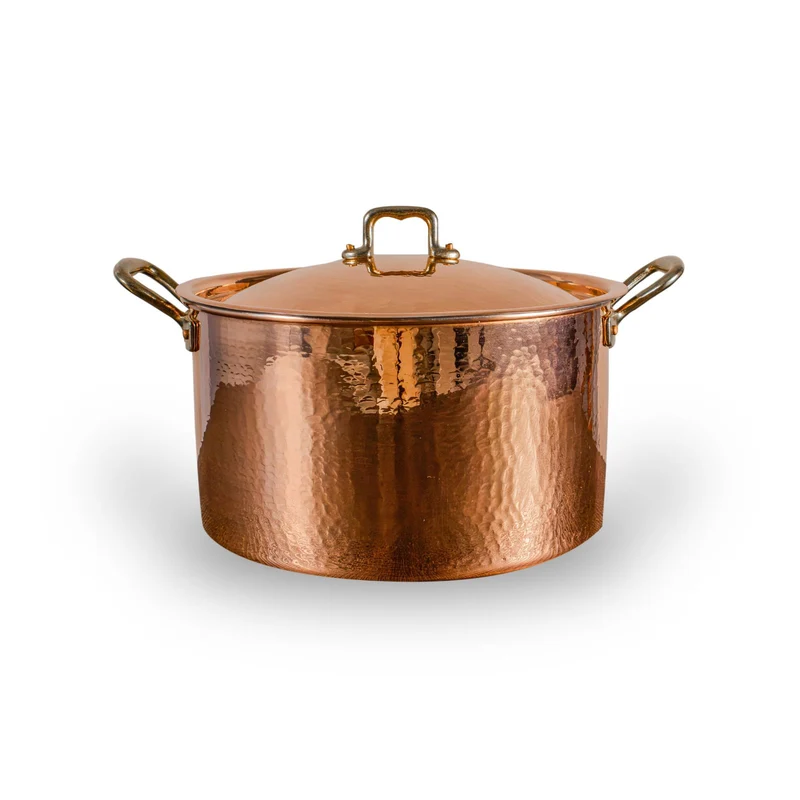 Casseruola 2 Maniglie in Rame Puro con Rivestimento in Stagno
