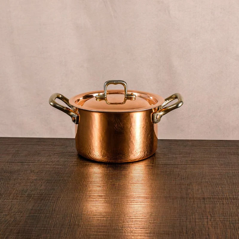 Casseruola 2 Maniglie in Rame Puro con Rivestimento in Stagno