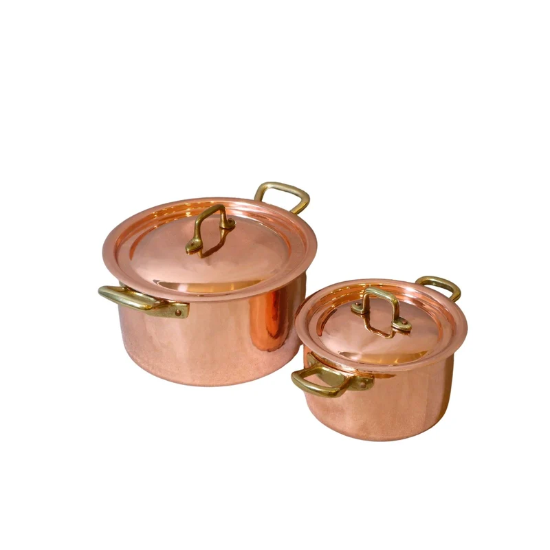 Casseruola 2 Maniglie in Rame Puro con Rivestimento in Stagno