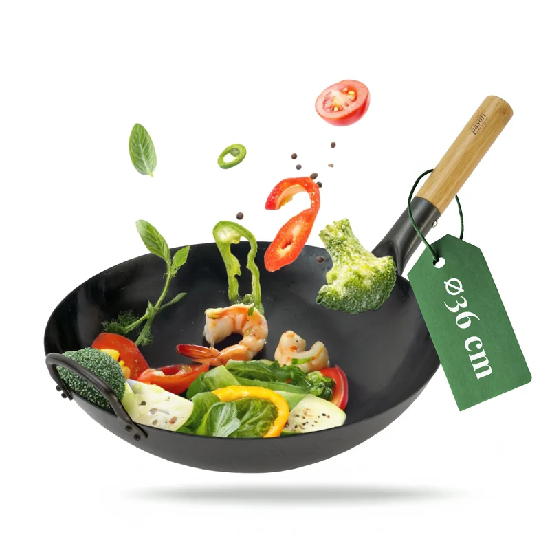 pasoli round wok, bruciato - acciaio al carbonio per fornello a gas