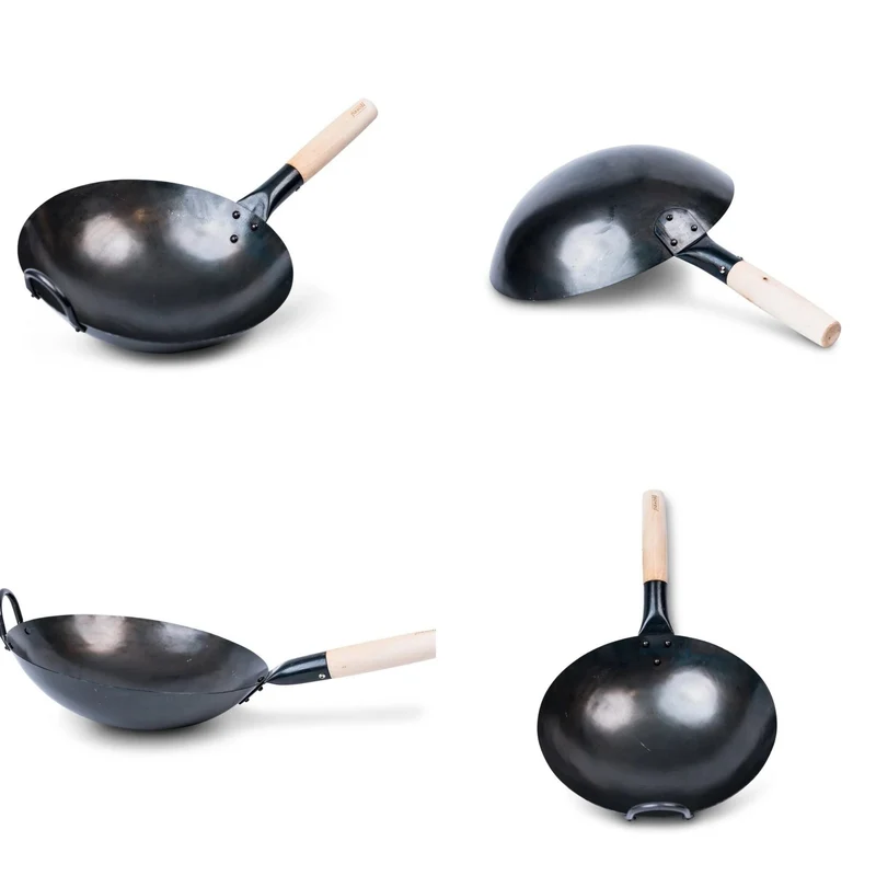 pasoli round wok, bruciato - acciaio al carbonio per fornello a gas