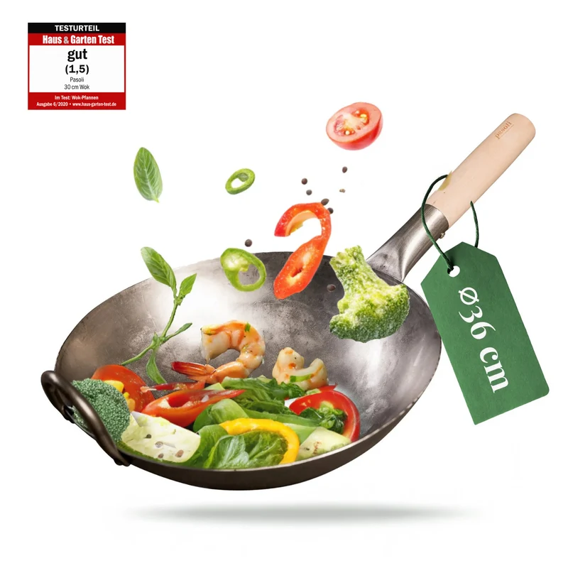 pasoli flat original wok - wok in acciaio al carbonio per tutti i tipi di fornelli