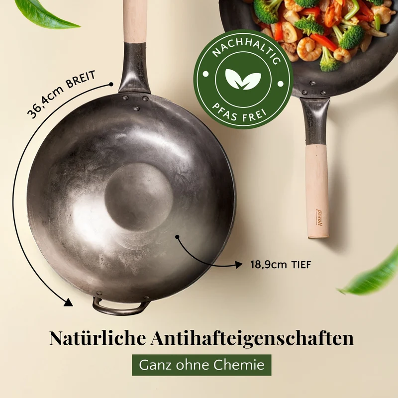 pasoli flat original wok - wok in acciaio al carbonio per tutti i tipi di fornelli