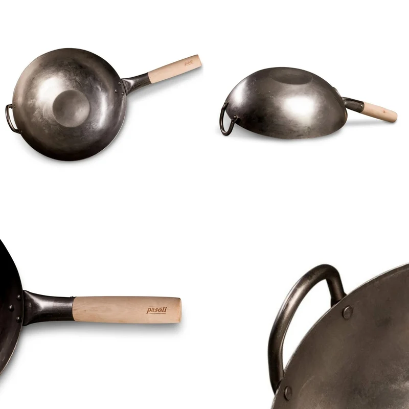 pasoli flat original wok - wok in acciaio al carbonio per tutti i tipi di fornelli