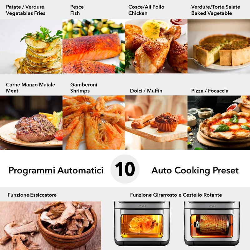 Friggitrice ad Aria 12 Lt - 4 in 1 | VIVO Air Fryer
