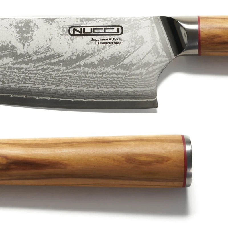 Coltello Trinciante cm 23 Damascato Acciaio Giapponese AUS-10 manico Olivo