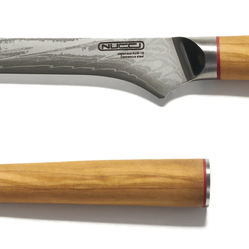 Coltello Disosso cm 13 Damascato Acciaio Giapponese AUS-10 manico Olivo