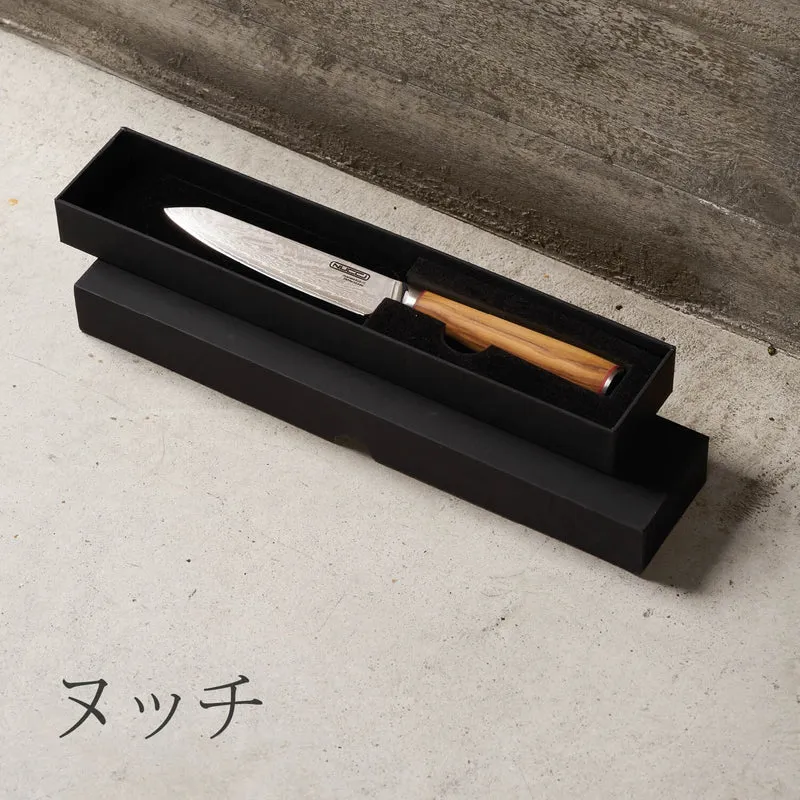 Coltello Multiuso cm 12 Damascato Acciaio Giapponese AUS-10 manico Olivo