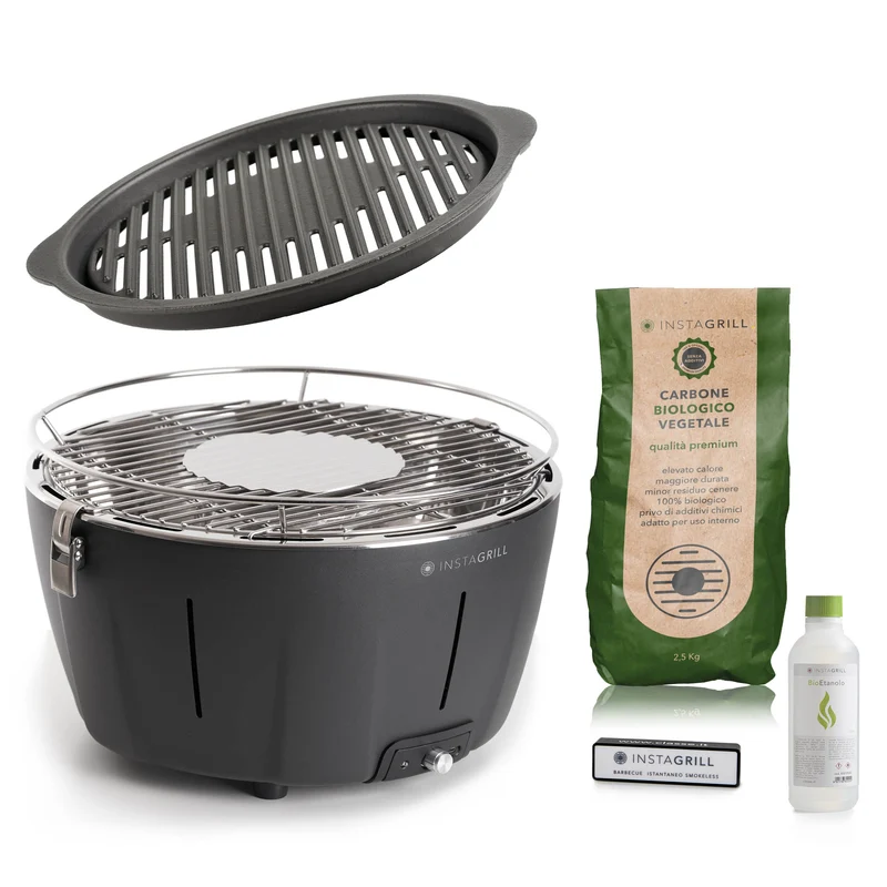 InstaGrill Advanced Barbecue da tavolo senza fumo portatile con Griglia in Ghisa