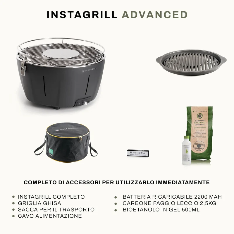 InstaGrill Advanced Barbecue da tavolo senza fumo portatile con Griglia in Ghisa
