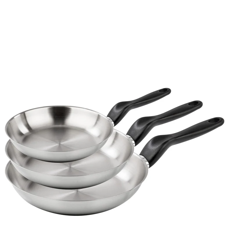 Tris acciaio inox - set 3 padelle cm 20/24/28
