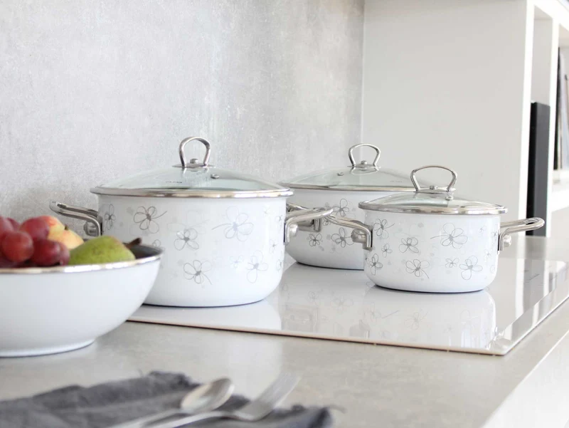 BELIS Stahl-Emaille Kochtopf PREMIUM 24 cm WEISS