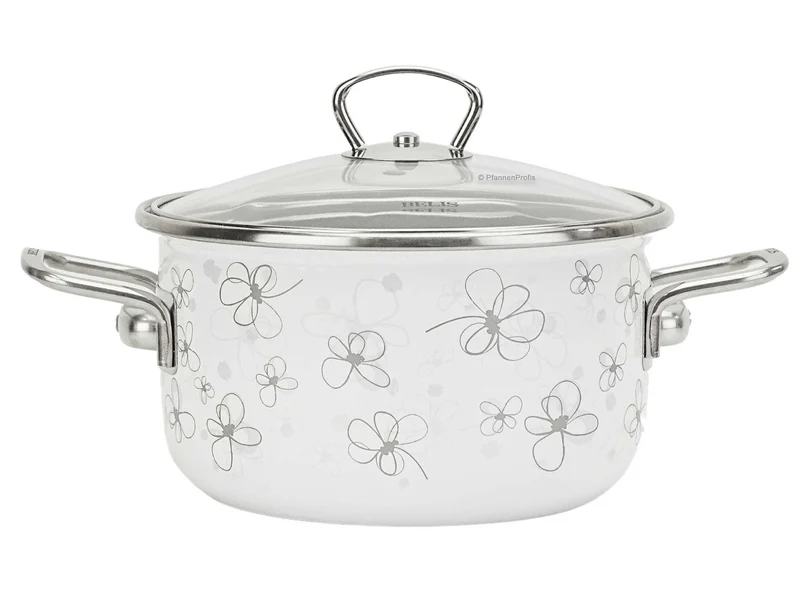 BELIS Stahl-Emaille Kochtopf PREMIUM 18 cm WEISS