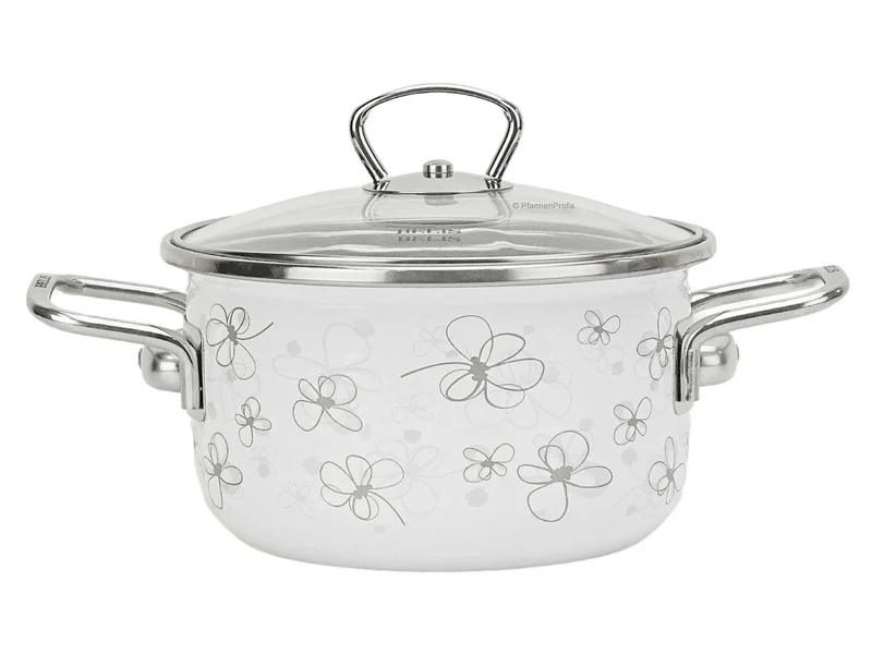 BELIS Stahl-Emaille Kochtopf PREMIUM 16 cm WEISS