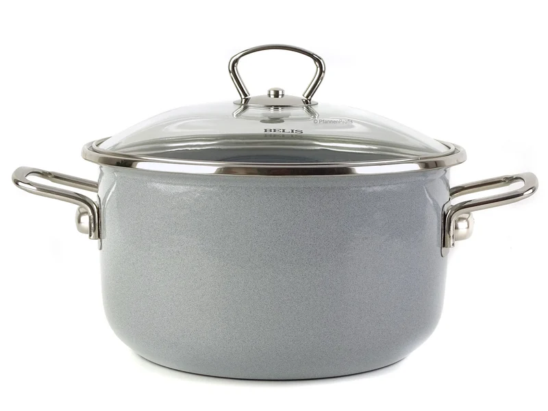 BELIS Stahl-Emaille Kochtopf PREMIUM 20 cm GRAU