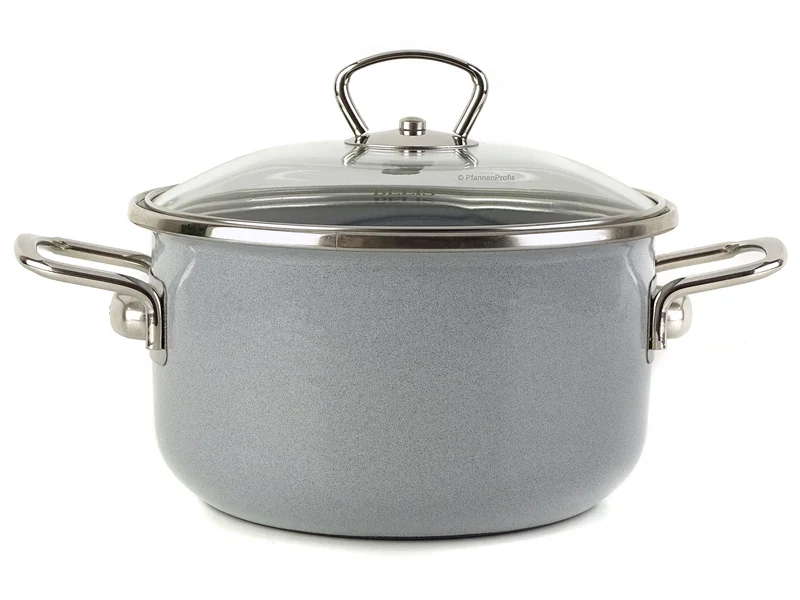 BELIS Stahl-Emaille Kochtopf PREMIUM 18 cm GRAU