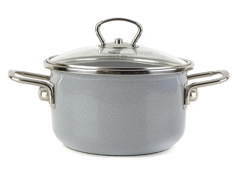 BELIS Stahl-Emaille Kochtopf PREMIUM 16 cm GRAU