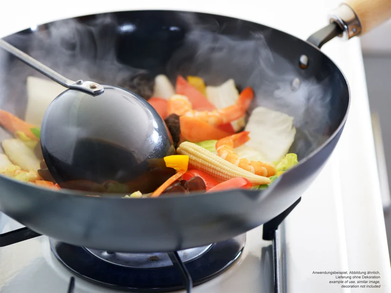 YOSHIKAWA Peking Eisen Wok REN 30 cm Carbonstahl Wokpfanne aus Japan