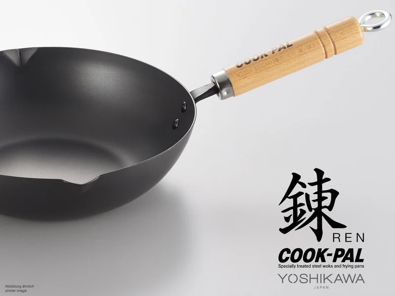 YOSHIKAWA Eisenpfanne REN hoch 24 cm Carbonstahl Hochrandpfanne aus Japan