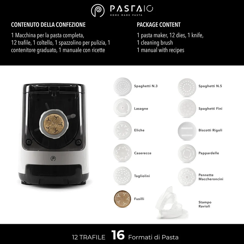 Macchina per la Pasta con 12 Trafile | PASTAIO Pasta Maker