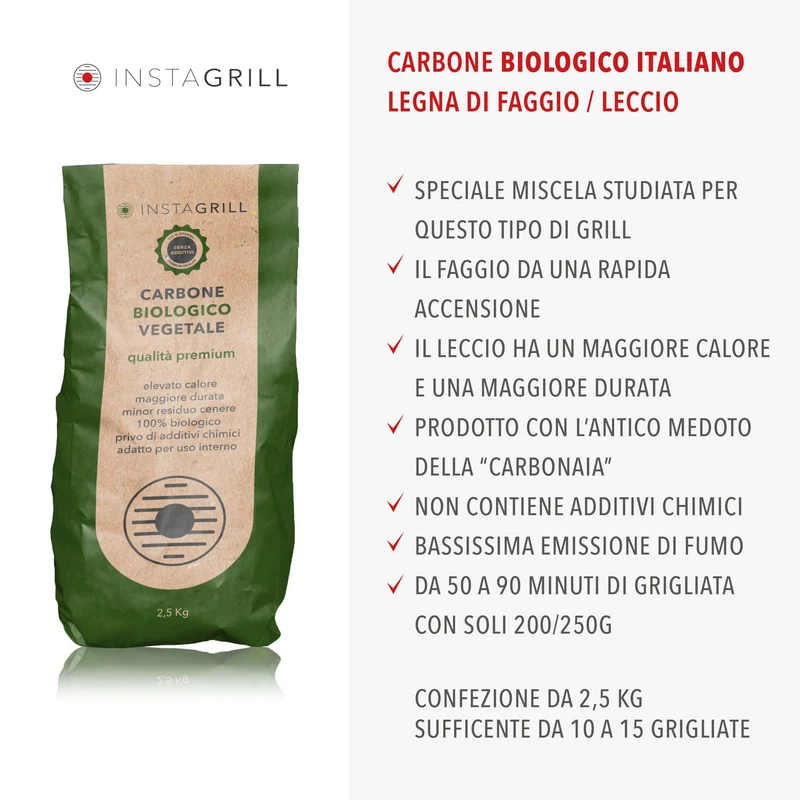 Carbonella per Instagrill Vegetale di alta Qualità - PAK 5Kg + Bioetanolo gel 500ml