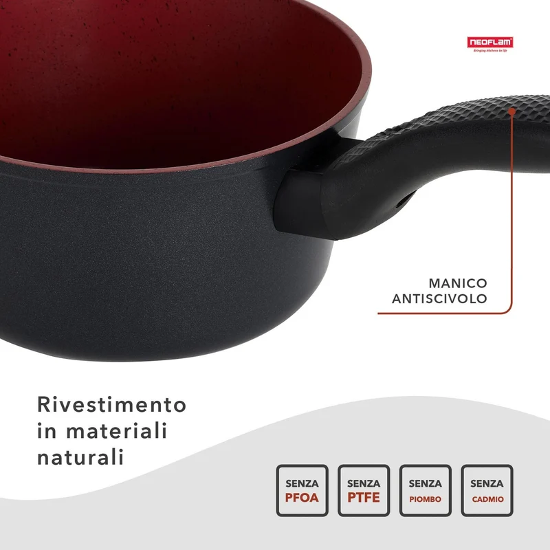 Casseruola cm18 Antiaderente Ecologica con Coperchio - Linea Tuscany