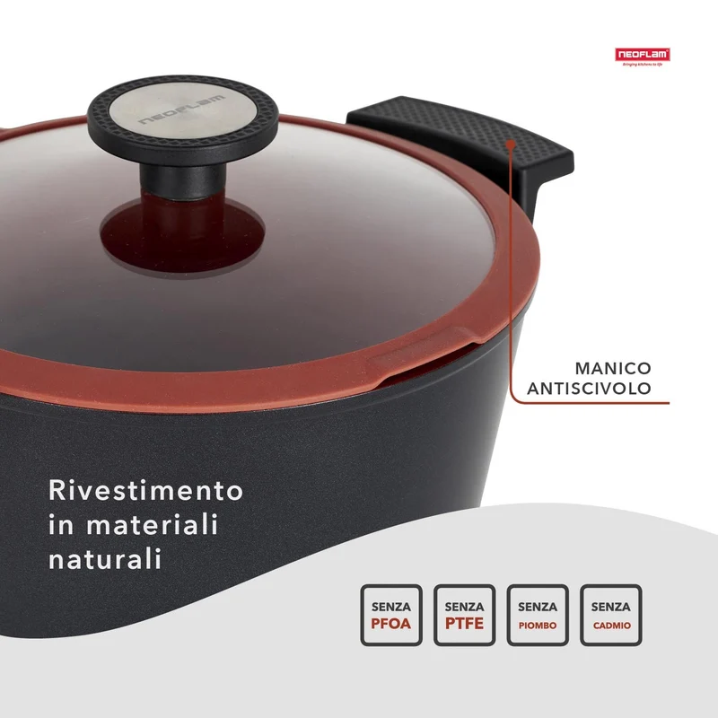 Casseruola Alta Antiaderente Ecologica con Coperchio - Linea Tuscany