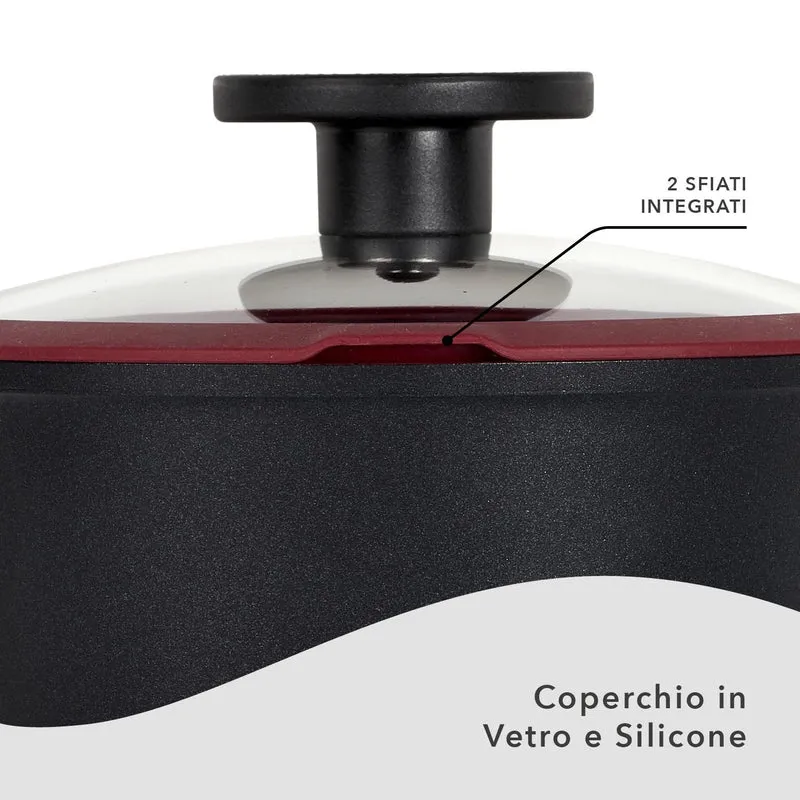 Wok Antiaderente cm 28 Ecologico con Coperchio - Linea Tuscany