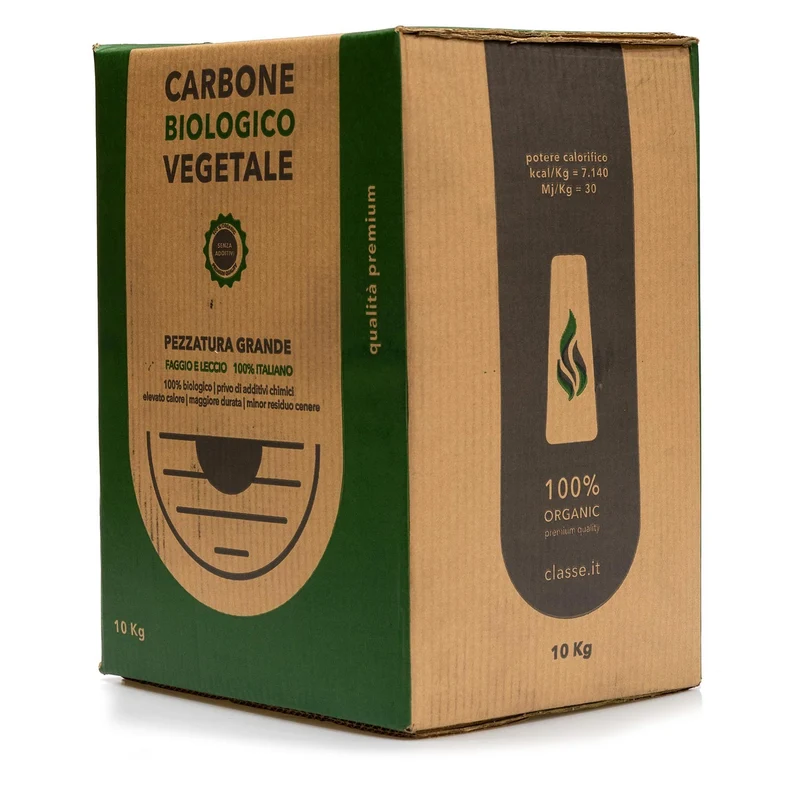 Carbone Vegetale di Legna di alta Qualità - Faggio e Leccio 10Kg - Pezzatura Grande