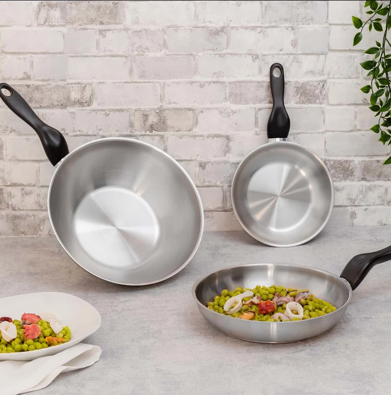 Set inox 2 pezzi - Padella 24 cm + Wok 28 cm